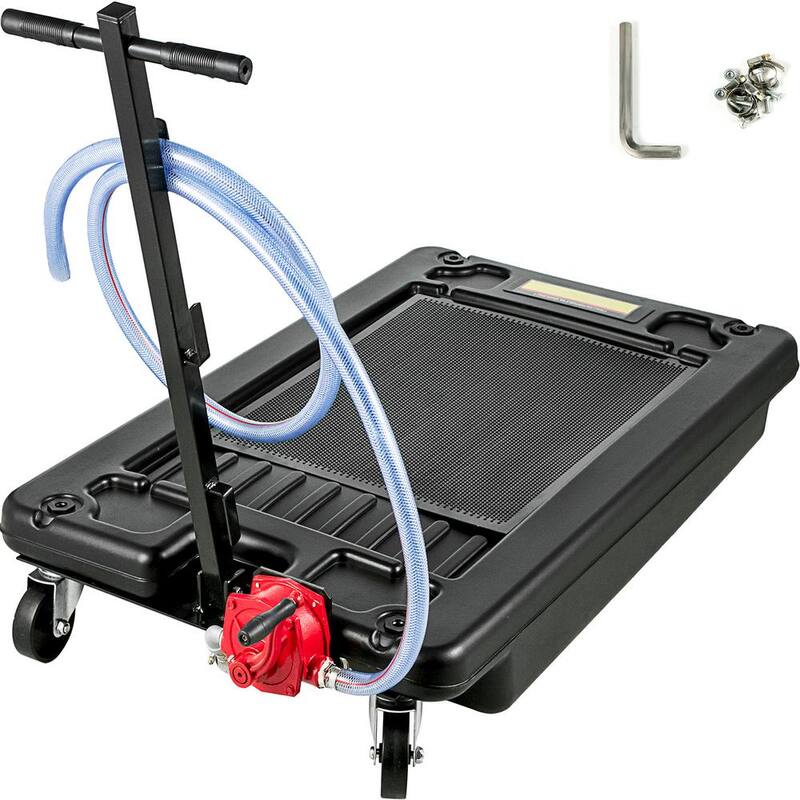 VEVOR Portable Oil Drain Pan with Pump 16.9 Gal. Low Profile Oil Drain Pan with 8 ft. Hose for SUV Car and Trucks - QCPYP17GSYSYLBYC1V0