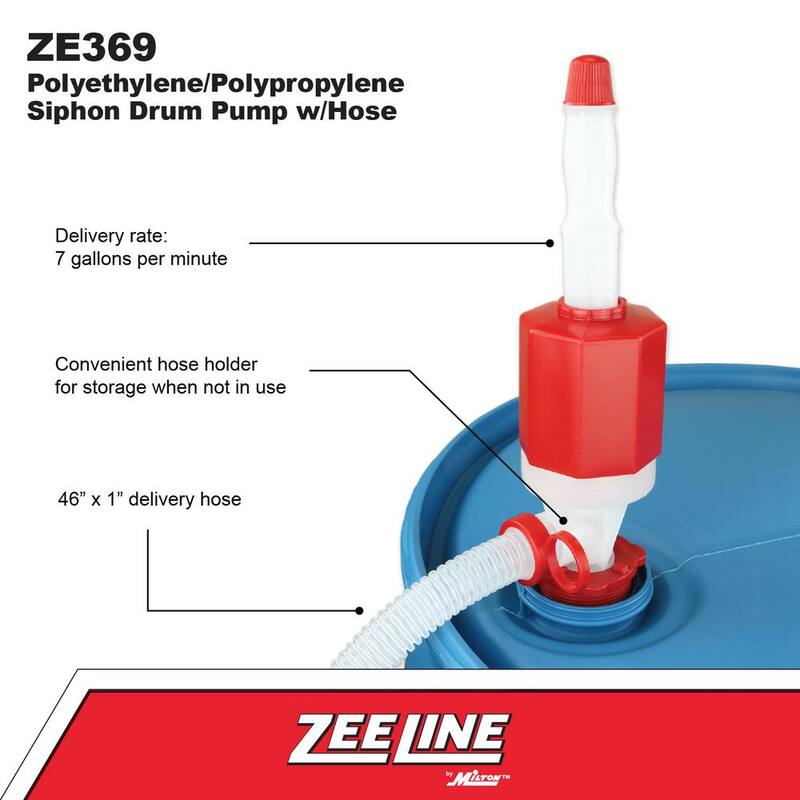 ZEELINE BY MILTON Polyethylene/Polypropylene Siphon Drum Pump With Hose - ZE369W