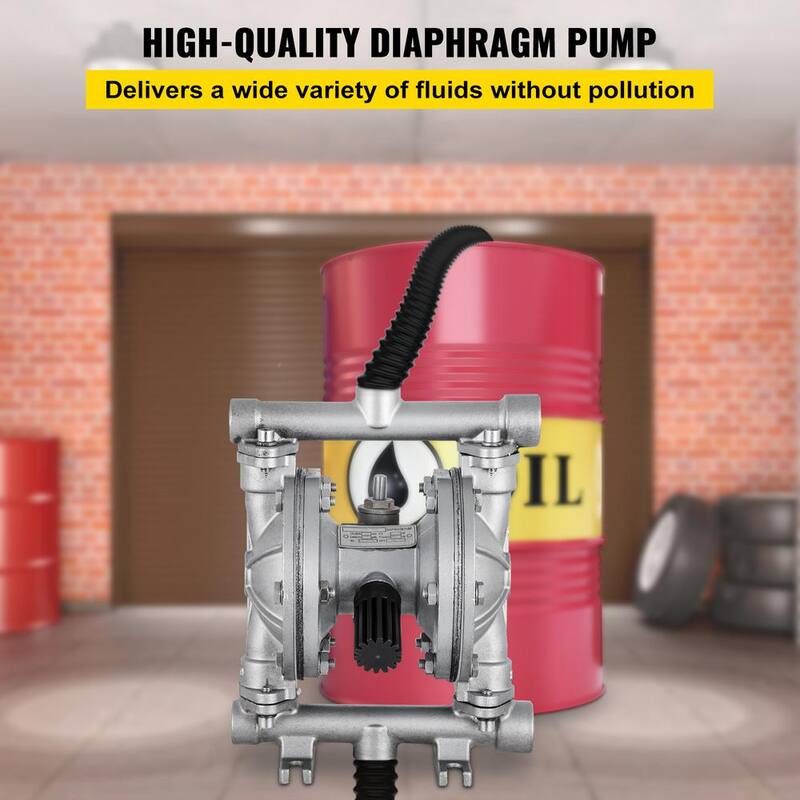 VEVOR Air-Operated Double Diaphragm Pump 1/2 in. Inlet Outlet 8.8 GPM 120PSI PET Diaphragm Transfer Pump for Petroleum Diesel - YBGMBQBK-15P00001V0
