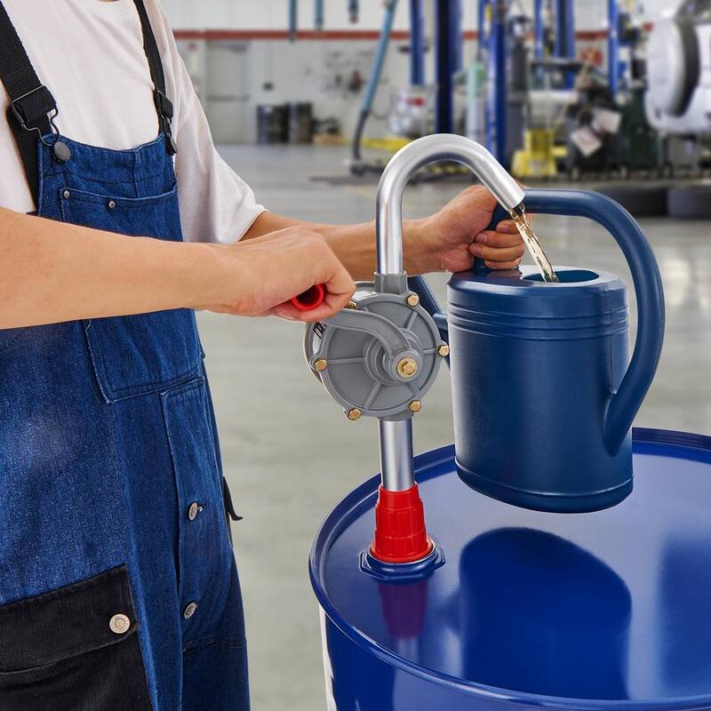VEVOR 5 Gal. to 55 Gal. Drum Pump Aluminium Alloy Rotary Barrel Pump 6 GPM Flow with 3-Section Suction Tube Assembly and Hose - SDTBSYSLH8555Z7NZV0