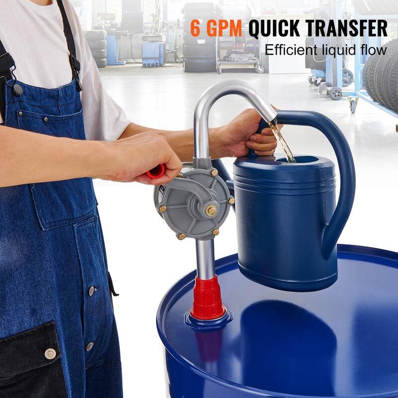 VEVOR 5 Gal. to 55 Gal. Drum Pump Aluminium Alloy Rotary Barrel Pump 6 GPM Flow with 3-Section Suction Tube Assembly and Hose - SDTBSYSLH8555Z7NZV0