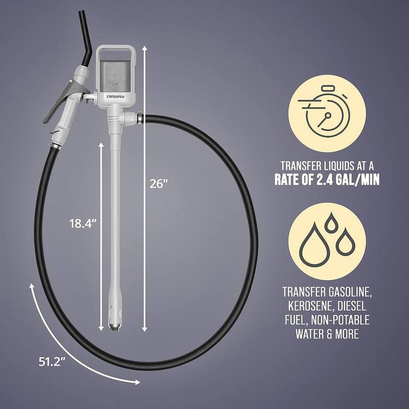 DEWAY Automatic Fuel Transfer Pump W/Rubber Hose and Nozzle for Flow Control and Stop, Fits All Cans - WAYPUMP14
