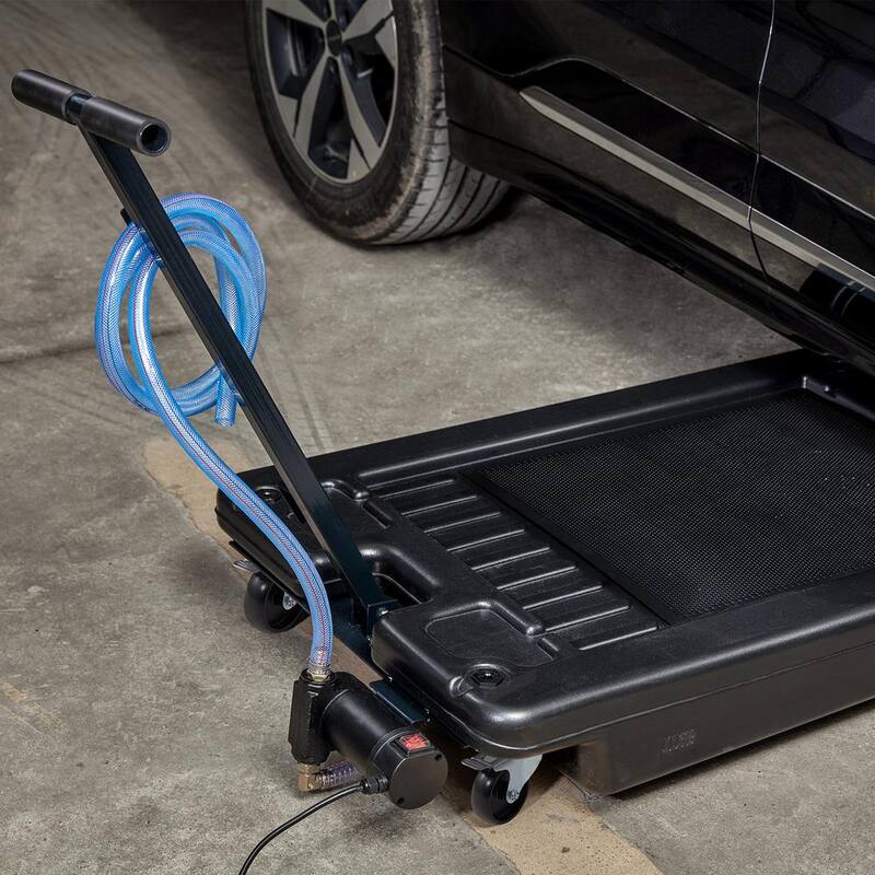 VEVOR 17 Gal. Oil Drain Pan with 180 Watt Electric Pump Low Profile Oil Drain Pan with 8.2 ft. Hose and Folding Handle for RVs - DDQCPYPH17GALF6XAV9