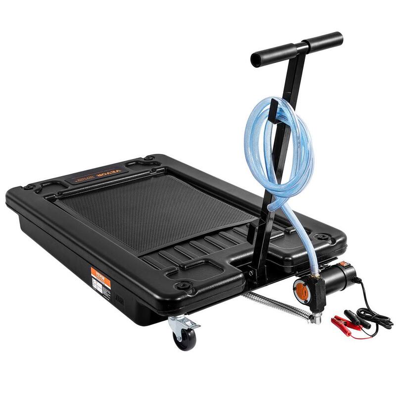 VEVOR 17 Gal. Oil Drain Pan with 180 Watt Electric Pump Low Profile Oil Drain Pan with 8.2 ft. Hose and Folding Handle for RVs - DDQCPYPH17GALF6XAV9