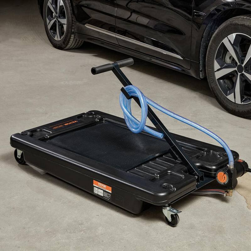 VEVOR 17 Gal. Oil Drain Pan with 180 Watt Electric Pump Low Profile Oil Drain Pan with 8.2 ft. Hose and Folding Handle for RVs - DDQCPYPH17GALF6XAV9