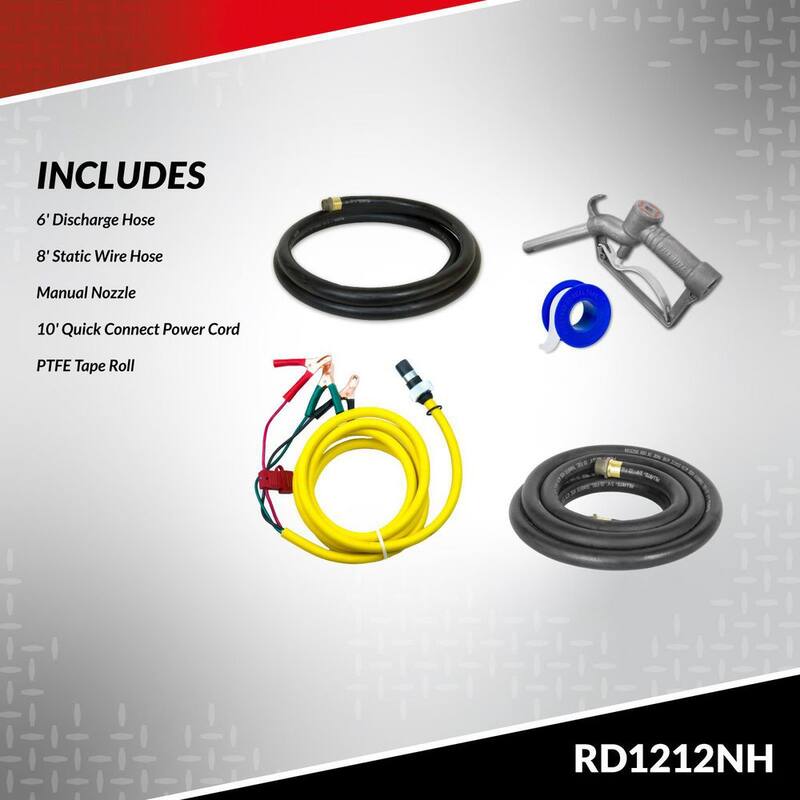 FILL-RITE 12-Volt 12 GPM 1/6 HP Portable Fuel Transfer Pump with Standard Accessories - RD1212NH