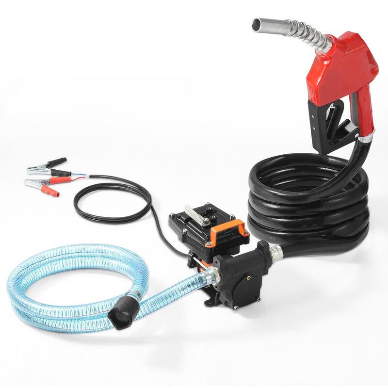 VEVOR Fuel Transfer Pump 15 GPM 1/4 HP Electric Diesel Transfer Pump Auto Shut-Off Fuel Nozzle Long Inlet & Outlet Hose - FBBMG15GPM14E8RUQV9