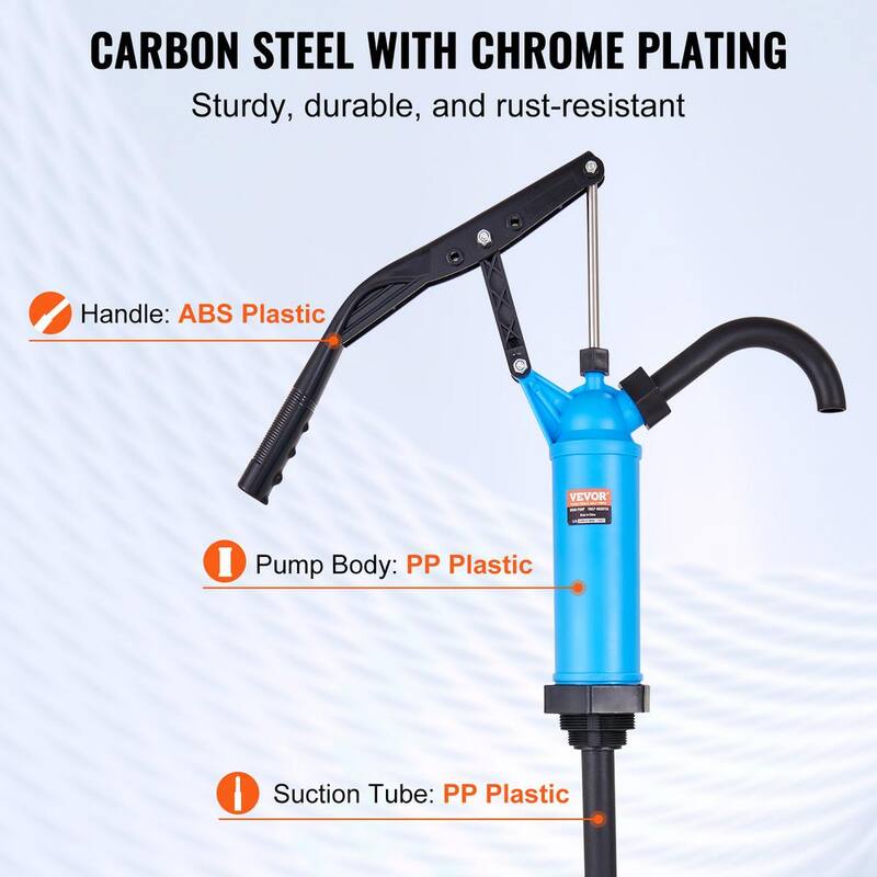 VEVOR 5 gal. - 55 gal. Drum Pump Lever-Action Barrel Pump with 3-Section Suction Tube Assembly and Hose - SDTBSYPP10555ASKQV0