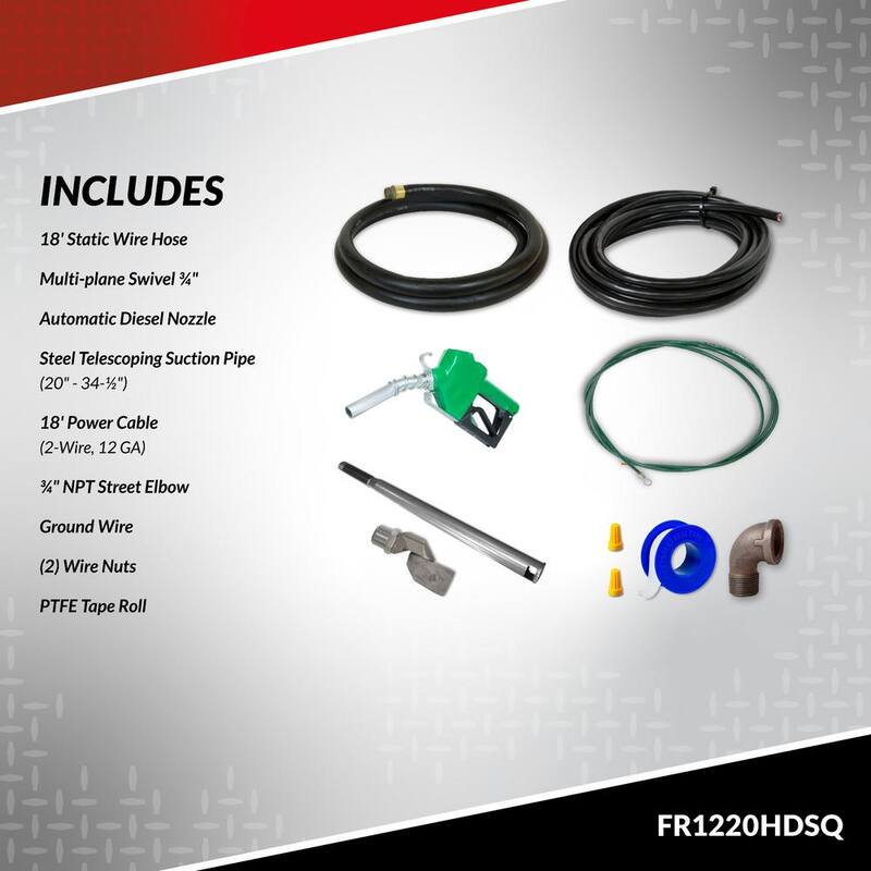 FILL-RITE 12-Volt 15 GPM 1/4 HP Fuel Transfer Pump (Auto Nozzle with Swivel Package) - FR1220HDSQ