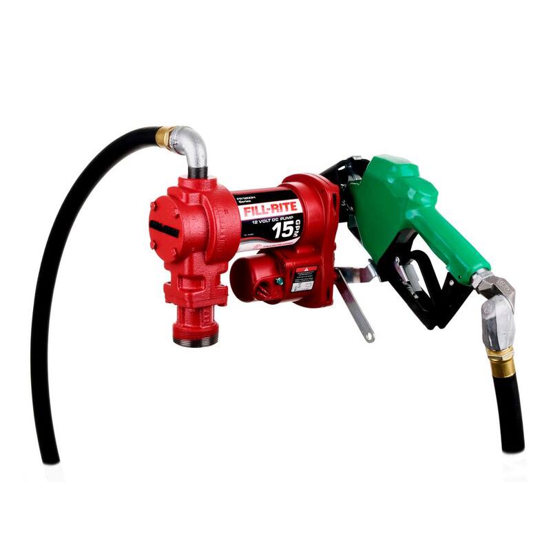 FILL-RITE 12-Volt 15 GPM 1/4 HP Fuel Transfer Pump (Auto Nozzle with Swivel Package) - FR1220HDSQ