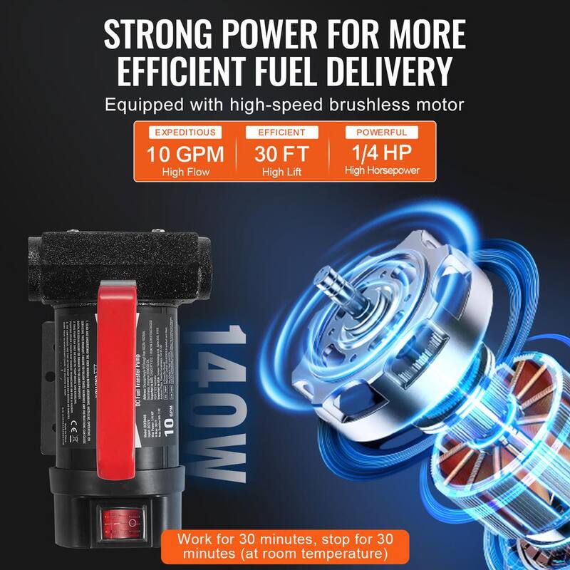 VEVOR Fuel Transfer Pump 10 GPM 1/4 HP Portable Electric Diesel Transfer Pump for Diesel Kerosene Transformer Fuel - CYBMG10GPM147B515V9