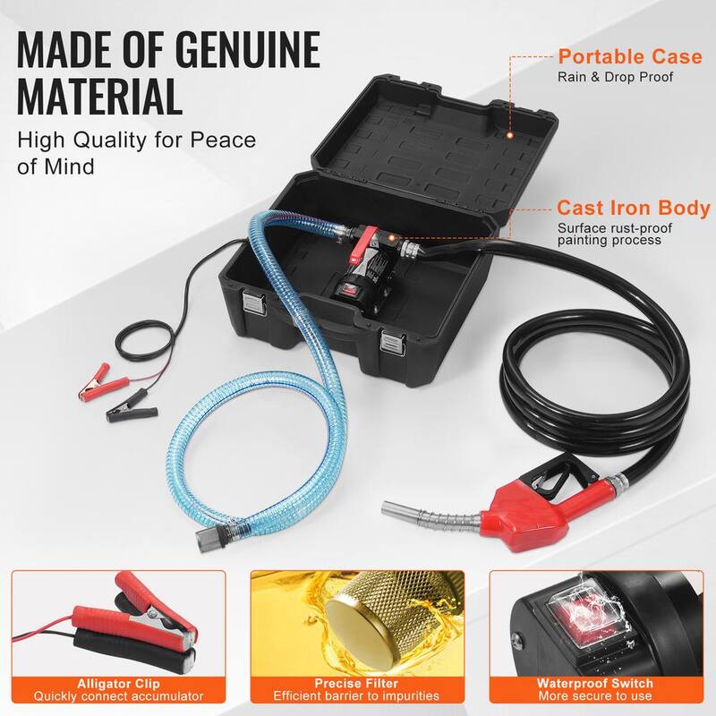 VEVOR Fuel Transfer Pump 10 GPM 1/4 HP Portable Electric Diesel Transfer Pump for Diesel Kerosene Transformer Fuel - CYBMG10GPM147B515V9