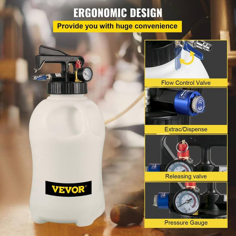 VEVOR Transmission Fluid Pump 2-Way Automatic Oil Liquid Extractor Tool Set 10 Liter with (14-Pieces) ATF Filler Adapters - QCBSX10L14ATFBDV9V0