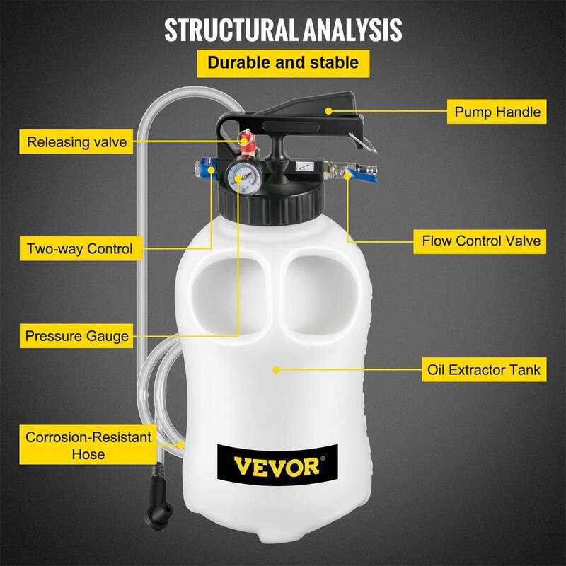 VEVOR Transmission Fluid Pump 2-Way Automatic Oil Liquid Extractor Tool Set 10 Liter with (14-Pieces) ATF Filler Adapters - QCBSX10L14ATFBDV9V0