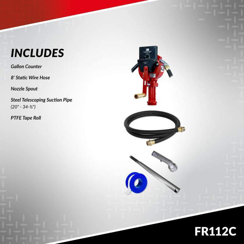 FILL-RITE Rotary Fuel Transfer Hand Pump with Standard Accessories and Counter - FR112C