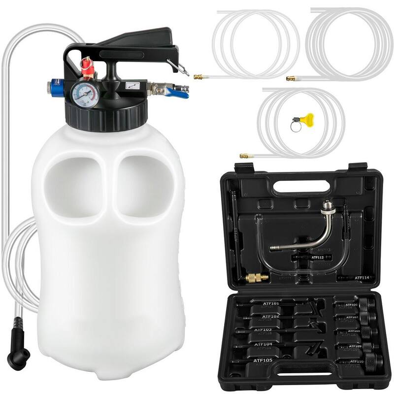 SKYSHALO Transmission Fluid Pump 2-Way Automatic Oil Liquid Extractor Tool Set 10 Liter with (14-Pieces) ATF Filler Adapters - QCBSX10L14ATFBDV9V0-0619