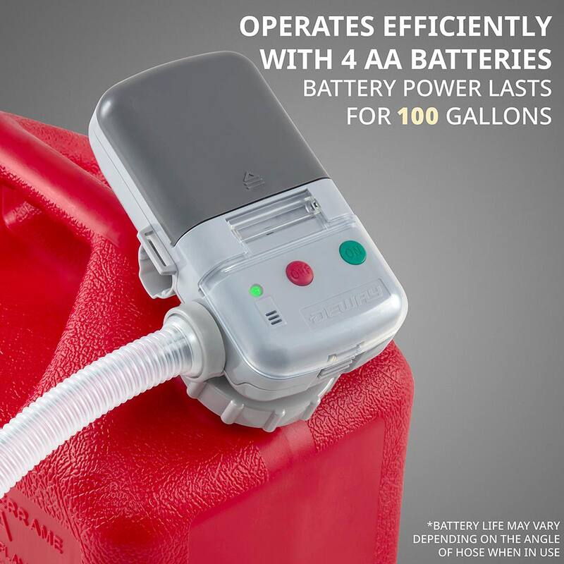 DEWAY Plastic Automatic Fuel Transfer Pump Siphon with Auto-Stop Battery Powered 35 in. Hose 307 Oz. Per Minute - WAYPUMP09