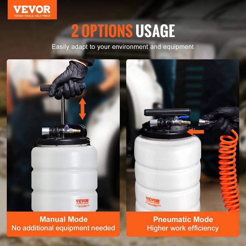 VEVOR Fluid Extractor, 1.74 gal. (6.5 Liters), Pneumatic Oil Changer Vacuum Fluid Extractor with Dipstick and Suction Hose - SDCYQ15LQD20CAED3V0-802