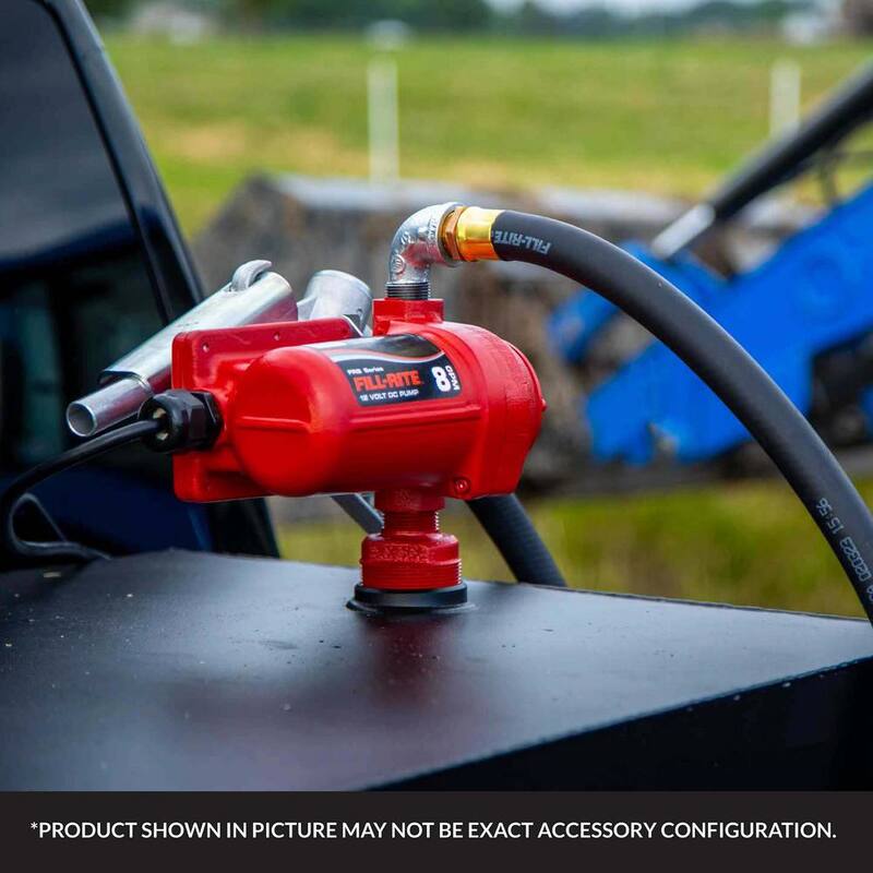 FILL-RITE FR8 12-Volt 8 GPM (31 LPM) 1/12 HP Fuel Transfer Pump with Discharge Hose, Manual Nozzle, and Suction Pipe - FR8