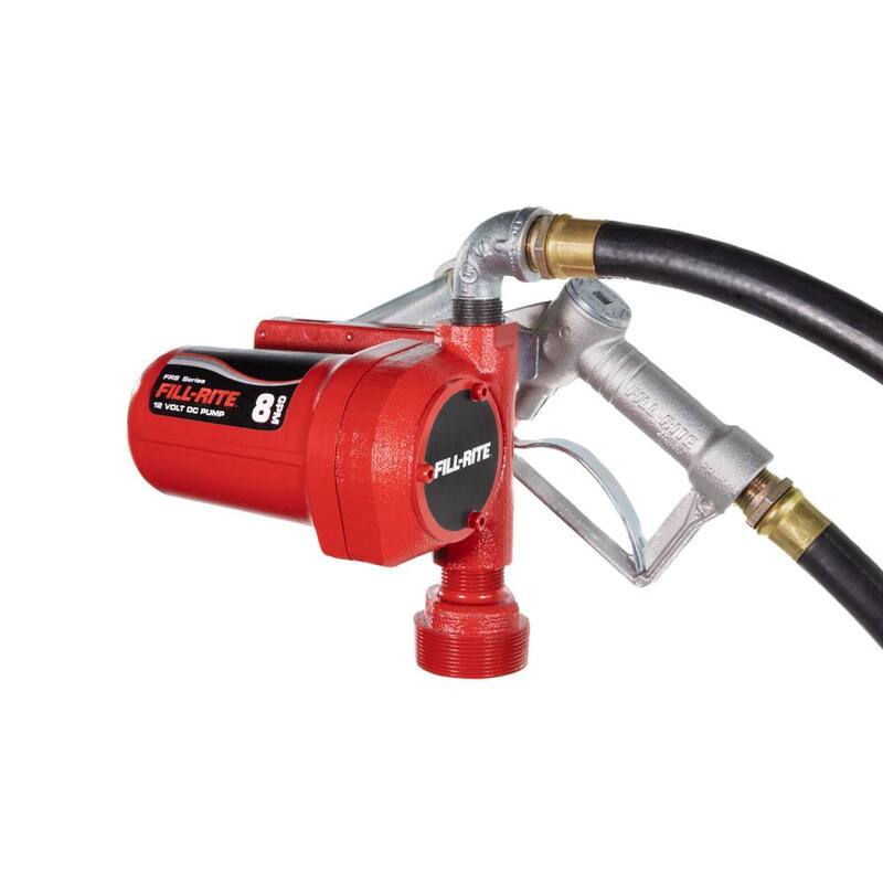 FILL-RITE FR8 12-Volt 8 GPM (31 LPM) 1/12 HP Fuel Transfer Pump with Discharge Hose, Manual Nozzle, and Suction Pipe - FR8