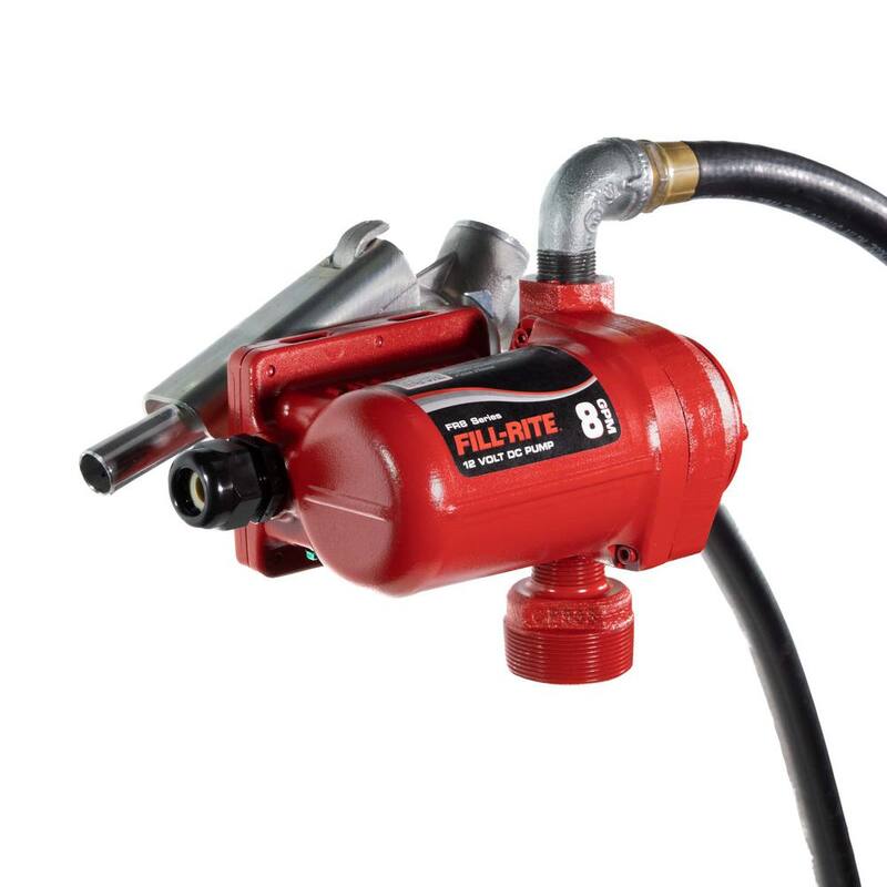 FILL-RITE FR8 12-Volt 8 GPM (31 LPM) 1/12 HP Fuel Transfer Pump with Discharge Hose, Manual Nozzle, and Suction Pipe - FR8