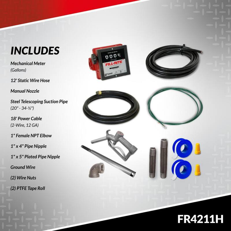 FILL-RITE 12-Volt 20 GPM 1/4 HP Fuel Transfer Pump (Mechanical Meter Package) - FR4211H