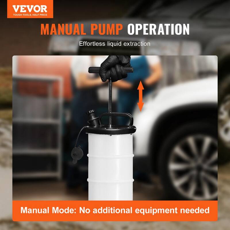 VEVOR Fluid Extractor, 1.74 gal. (6.5 Liters), Manual Hand-Operated Oil Changer Vacuum Fluid Extractor with Dipstick and Hose - SDCYQ7LSD6128GIHSV0-802
