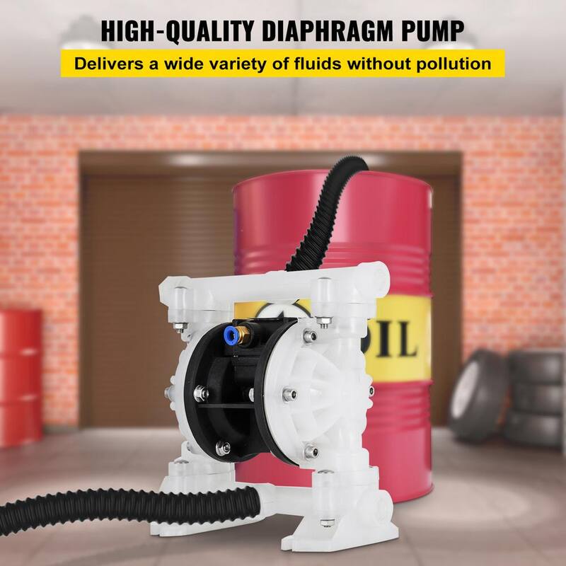 VEVOR Air-Operated Double Diaphragm Pump 1/2 in. Inlet Outlet 8.8 GPM 120PSI PET Diaphragm Transfer Pump for Petroleum Diesel - YBGMBQBY4-1500001V0