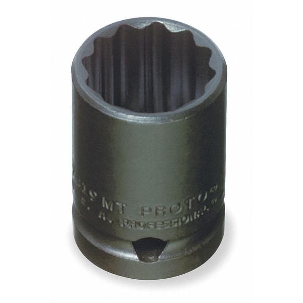 Proto 1/2 in Drive Impact Socket 19 mm Size, Standard Socket, black oxide - J7419MT