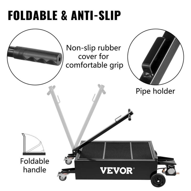 VEVOR Oil Drain Pan 25 Gal. Steel Low Profile Oil Change Tank Foldable Hand with Electric Pump Hose Swivel Casters for Car SUV - QCPYP25JLDDYLBYC1V0