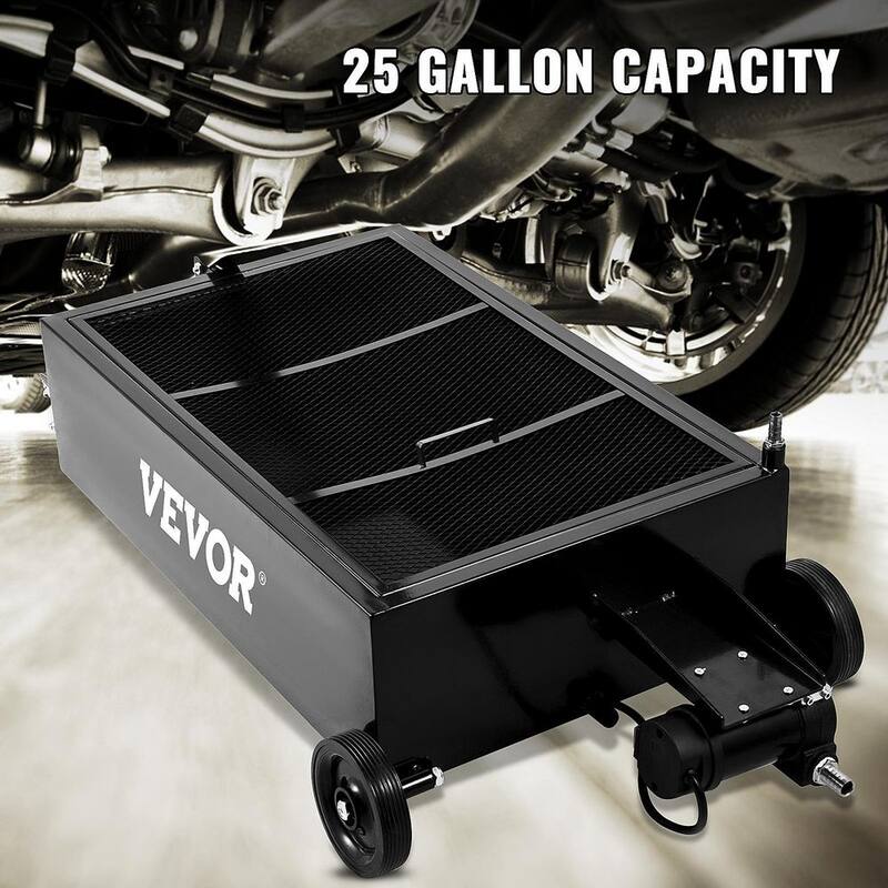 VEVOR Oil Drain Pan 25 Gal. Steel Low Profile Oil Change Tank Foldable Hand with Electric Pump Hose Swivel Casters for Car SUV - QCPYP25JLDDYLBYC1V0