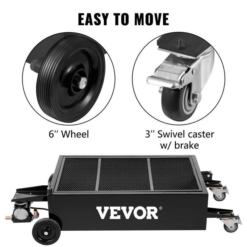 VEVOR Oil Drain Pan 25 Gal. Steel Low Profile Oil Change Tank Foldable Hand with Electric Pump Hose Swivel Casters for Car SUV - QCPYP25JLDDYLBYC1V0