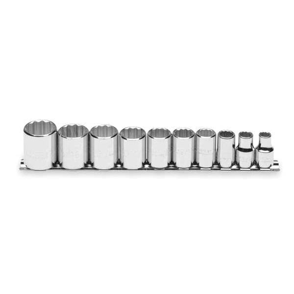 Proto 3/8" Drive Socket Set SAE 10 Pieces 5/16 in to 7/8 in , Full Polish - J52118