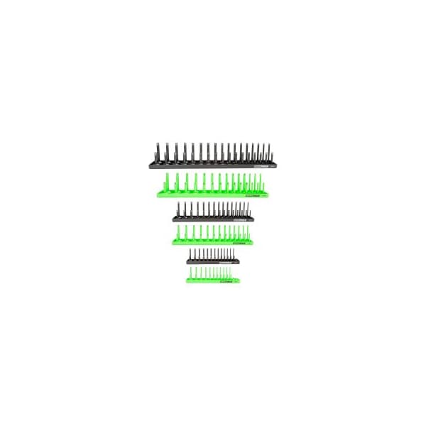 Oemtools 6 Piece SAE and Metric Socket Tray Set (Black and Green) - 22233