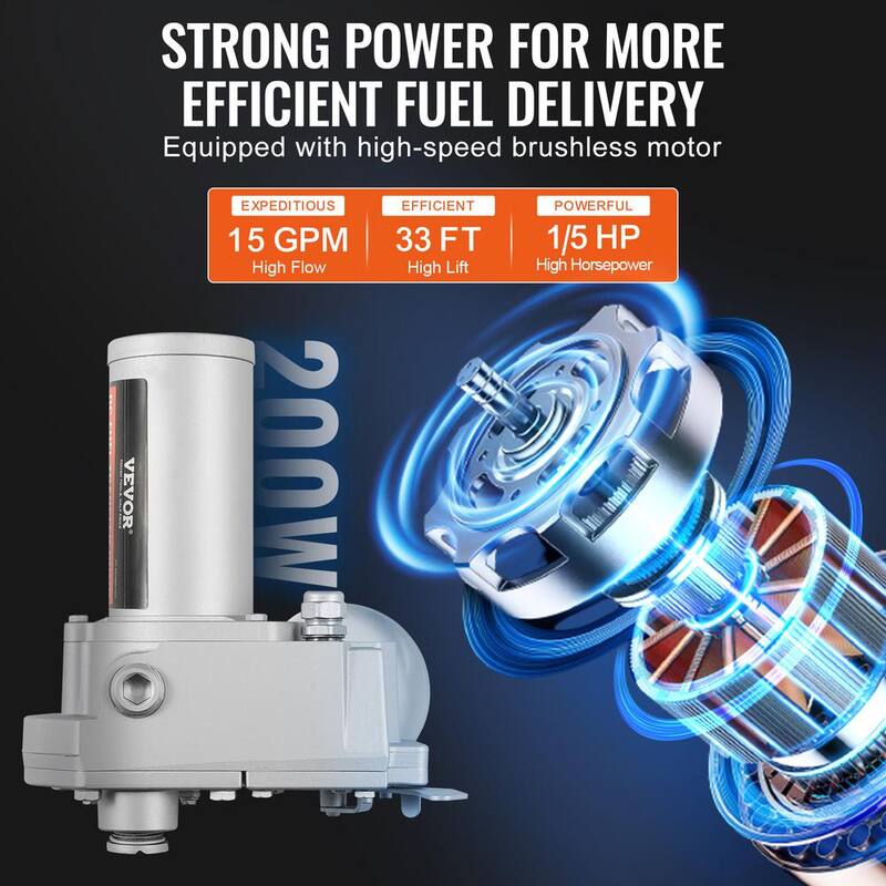 VEVOR Fuel Transfer Pump 15GPM 1/5 HP Gear-Type Electric Diesel Transfer Pump Auto Shut-Off Fuel Nozzle Inlet & Outlet Hose - FBBMG15GPM157Y234V9