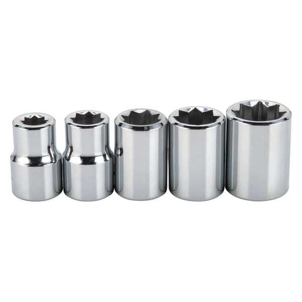 Proto 3/8" Drive Socket Set SAE 5 Pieces 1/4 in to 1/2 in , Full Polish - J52109