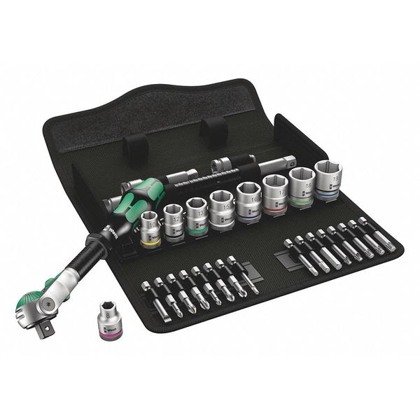 Wera 3/8" Drive Ratchet Set SAE, Torx(R) 29 Pieces 8 mm to 19 mm , Chrome - 05004046001