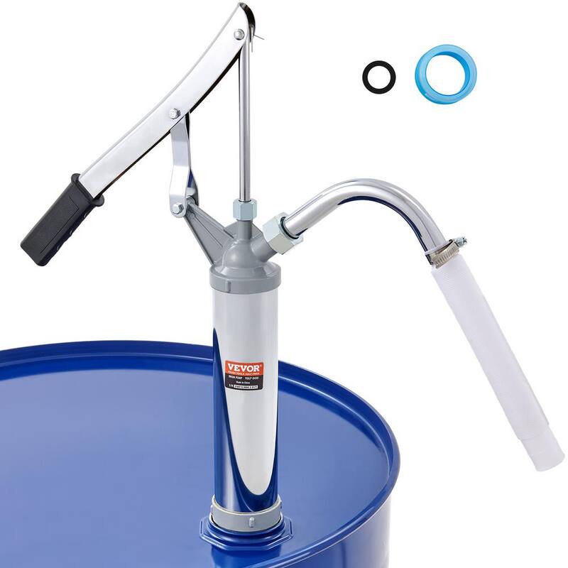 VEVOR 5 Gal. - 55 Gal. Drum Pump Carbon Steel Barrel Pump 10 oz. Per Stroke with 2 Telescopic Suction Tube and Hose - SDTBSYST14555XRHGV0