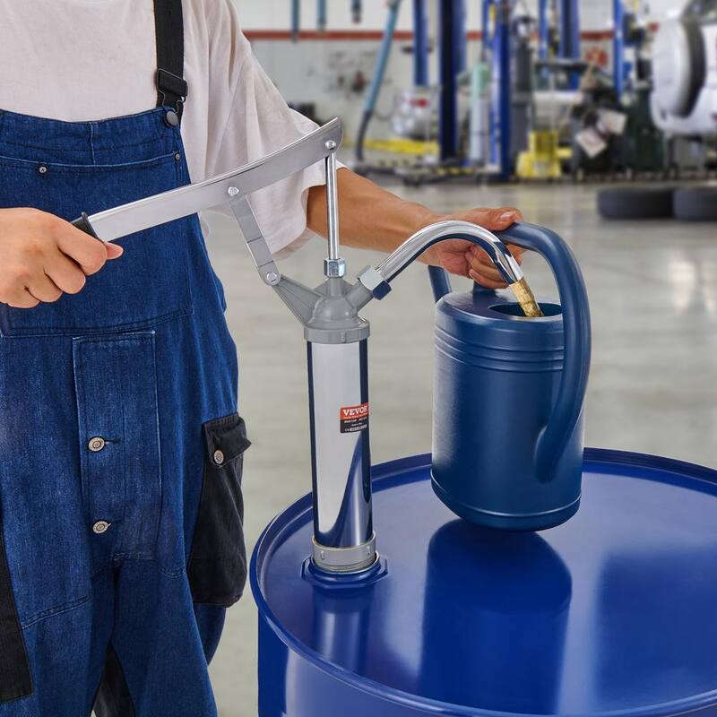 VEVOR 5 Gal. - 55 Gal. Drum Pump Carbon Steel Barrel Pump 10 oz. Per Stroke with 2 Telescopic Suction Tube and Hose - SDTBSYST14555XRHGV0