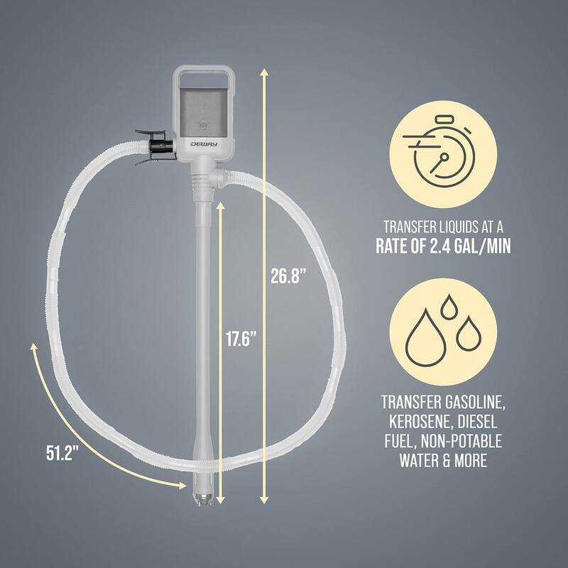 DEWAY Automatic Fuel Transfer Pump with Clip Nozzle for Flow Control and Stop, Fits All Cans - WAYPUMP15