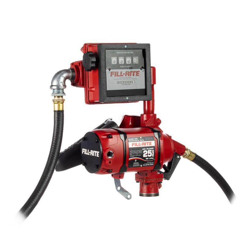 FILL-RITE 120-Volt 25 GPM 1/3 HP Continuous Duty Fuel Transfer Utility Pump w/ 12 ft. Hose Unleaded Auto Nozzle &Mechanical Meter - NX25-120NB-AH