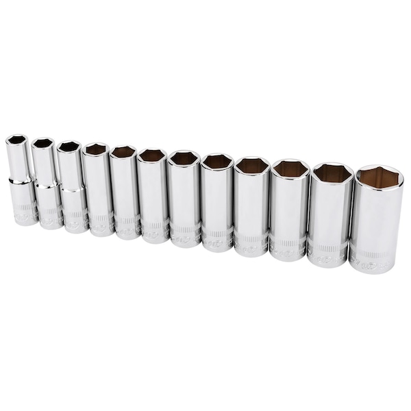Ingersoll-Rand 12 Piece 1/2 Inch Drive Deep Socket Set - Metric 6-Pt - 752053X
