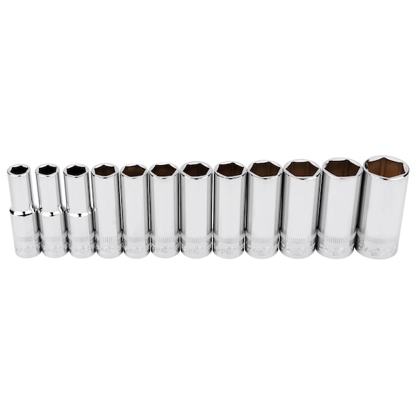 Ingersoll-Rand 12 Piece 1/2 Inch Drive Deep Socket Set - Metric 6-Pt - 752053X