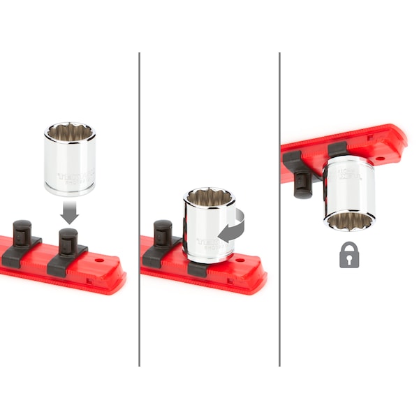 Tekton 3/8 Inch Drive 12-Point Socket Set with Rail, 19-Piece (6-24 mm) - SHD91112