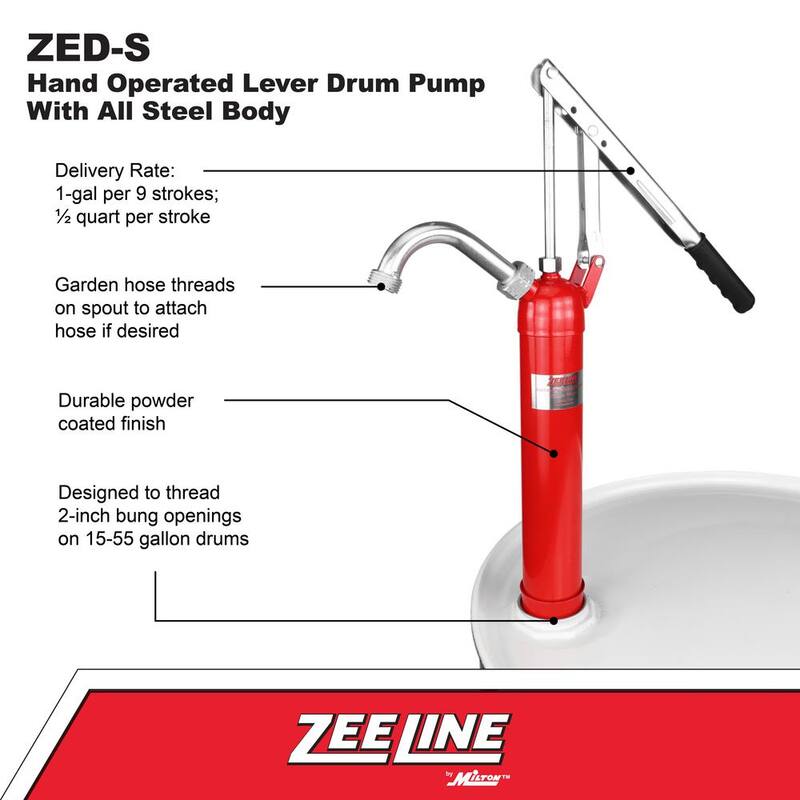 ZEELINE BY MILTON Hand Operated Lever Drum Pump - ZED-S