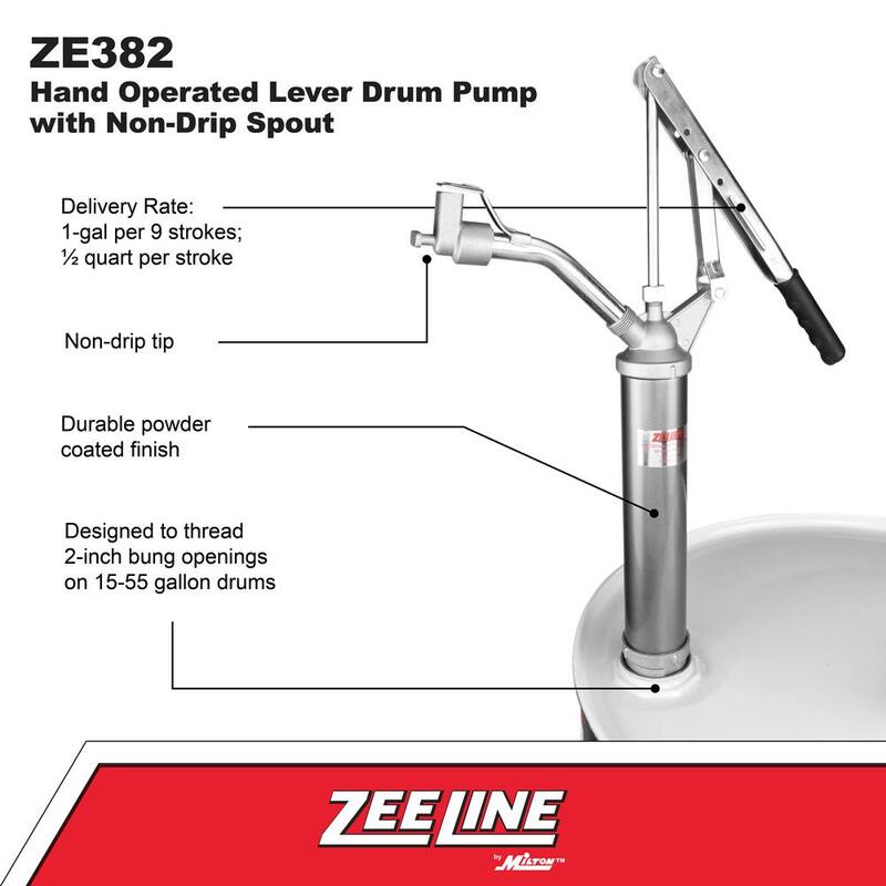ZEELINE BY MILTON Hand Operated Lever Drum Pump with Non-Drip Spout - ZE382