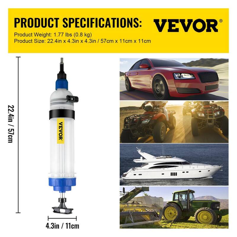 VEVOR Transmission Fluid Pump 0.3 Gal. ABS Automatic Transmission Fluid Pump Tool Set with ATF Filler Adapters - QCBSXCYQP1.5LOMOPV0