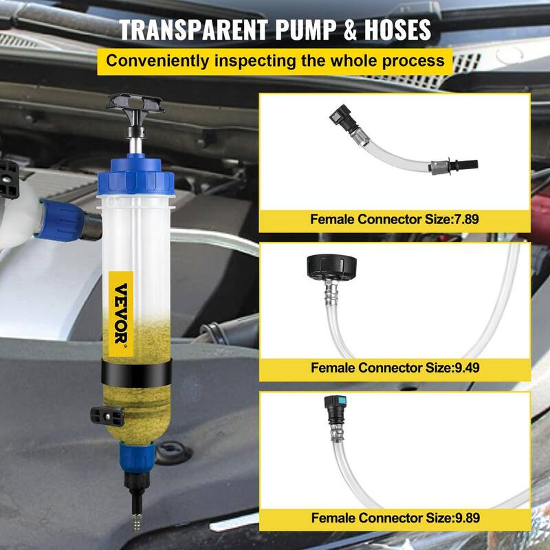 VEVOR Transmission Fluid Pump 0.3 Gal. ABS Automatic Transmission Fluid Pump Tool Set with ATF Filler Adapters - QCBSXCYQP1.5LOMOPV0