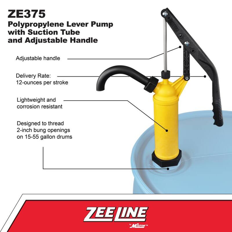 ZEELINE BY MILTON Polypropylene Lever Pump With Suction Tube And Adjustable Handle - ZE375