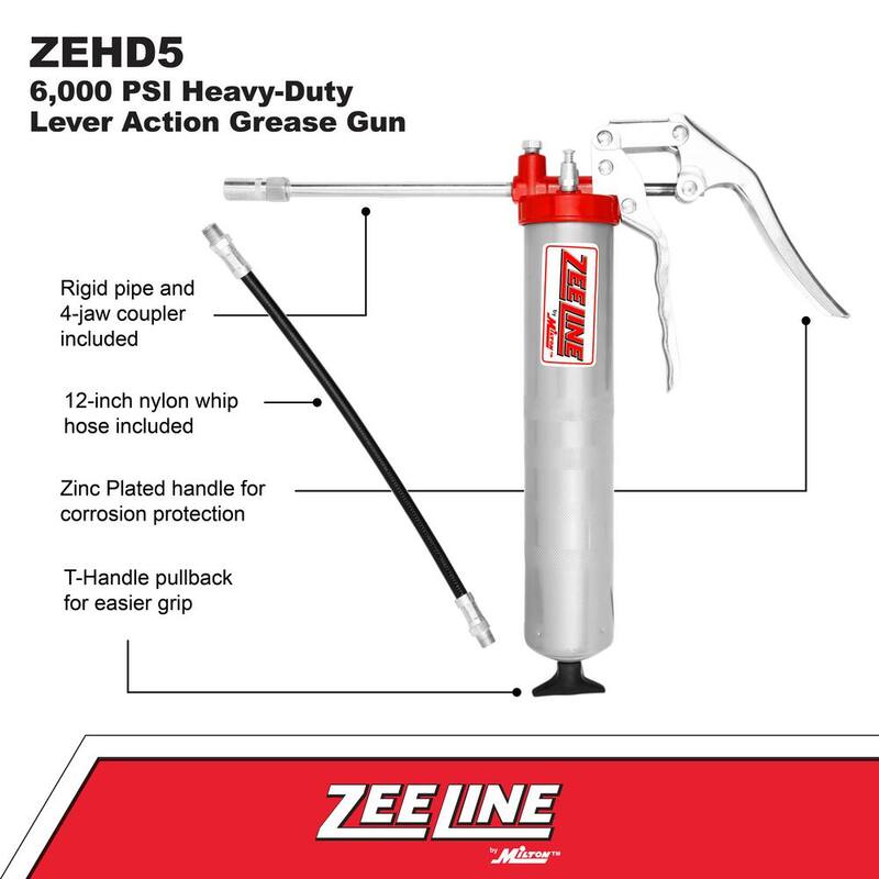 ZEELINE BY MILTON 6,000 PSI Heavy-Duty Pistol Action Grease Gun - ZEHD5